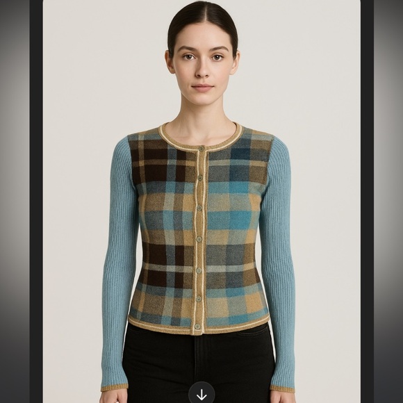 Missoni Sport 90s Y2k Plaid Knit cardigan S designer luxury spring boho vintage - Picture 1 of 5